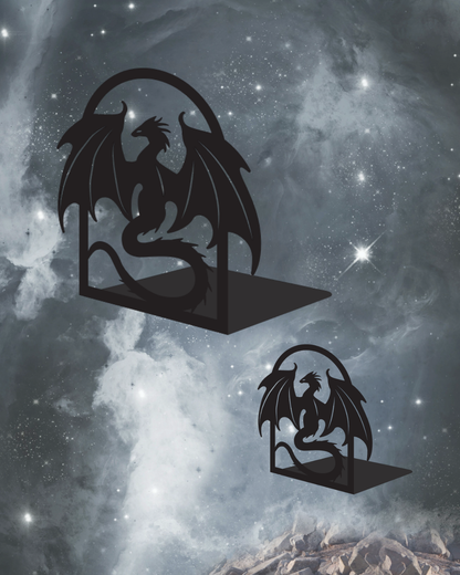 Drachen-Buchstützen – 2er Set aus Metall