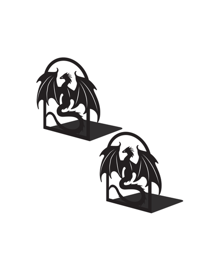 Drachen-Buchstützen – 2er Set aus Metall